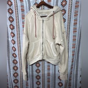 Free people distressed zip up hoodie